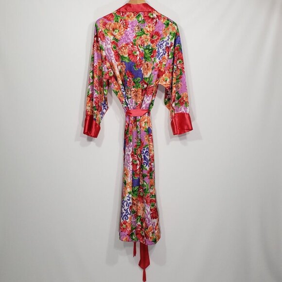 Victoria's Secret  Floral Longsleeve Robe  Satin finish  Belt Tie  Size M/L - Picture 3 of 7